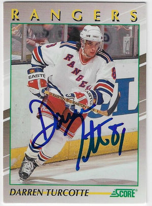 Darren Turcotte Signed 1991-92 Score Young Superstars Hockey Card - New York Rangers