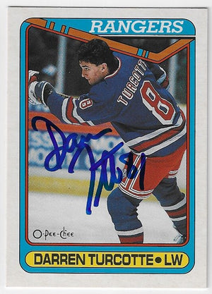 Darren Turcotte Signed 1990-91 O-Pee-Chee Hockey Card - New York Rangers