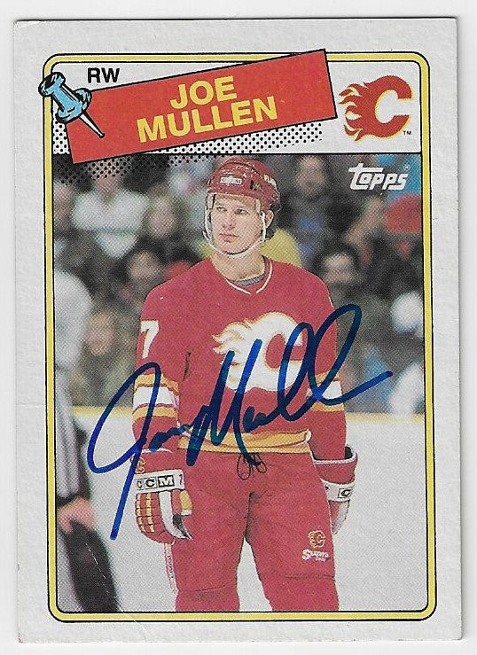 Joe Mullen Signed 1988-89 Topps Hockey Card - Calgary Flames