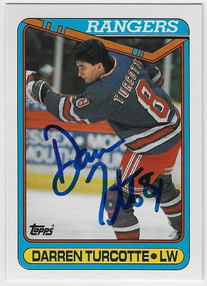 Darren Turcotte Signed 1990-91 Topps Hockey Card - New York Rangers