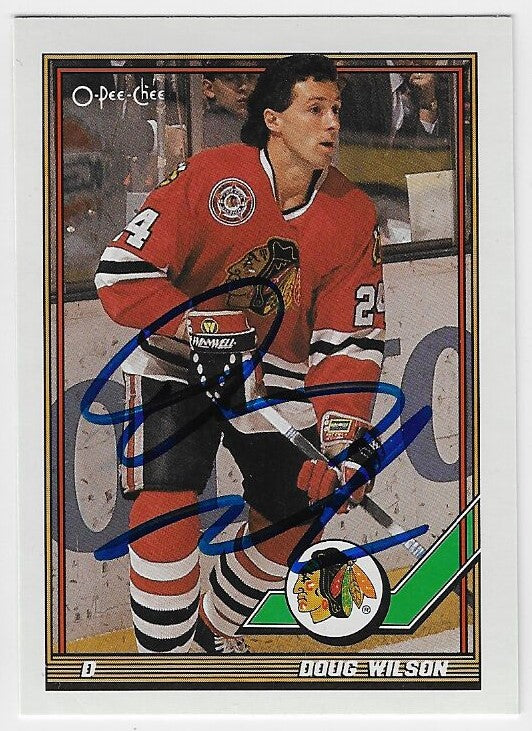 Doug WIlson Signed 1991-92 O-Pee-Chee Hockey Card - Chicago Blackhawks