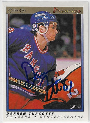 Darren Turcotte Signed 1990-91 O-Pee-Chee Premier Hockey Card - New York Rangers