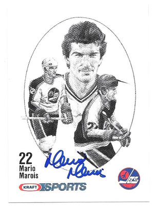 Mario Marois Signed 1986-87 Kraft Drawings Hockey Card - Winnipeg Jets