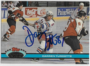 Darren Turcotte Signed 1991-92 Stadium Club Hockey Card - New York Rangers
