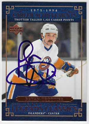 Bryan Trottier Signed 2004-05 Upper Deck Legends Classics Hockey Card - New York Islanders