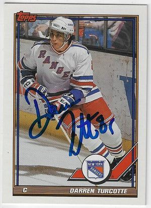 Darren Turcotte Signed 1991-92 Topps Hockey Card - New York Rangers