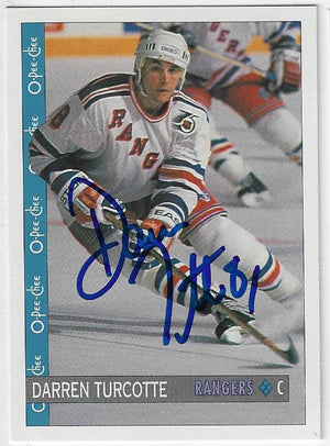 Darren Turcotte Signed 1992-93 O-Pee-Chee Hockey Card - New York Rangers