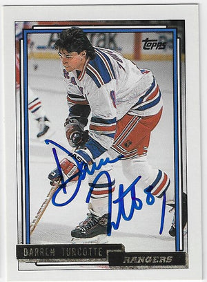 Darren Turcotte Signed 1992-93 Topps Gold Hockey Card - New York Rangers