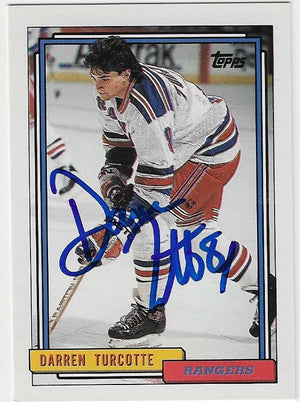 Darren Turcotte Signed 1992-93 Topps Hockey Card - New York Rangers
