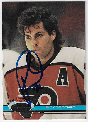 Rick Tocchet Signed 1991-92 Stadium Club Hockey Card - Philadelphia Flyers