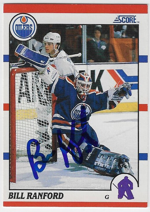 Bill Ranford Signed 1990-91 Score Hockey Card - Edmonton Oilers