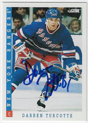 Darren Turcotte Signed 1993-94 Score Hockey Card - New York Rangers (Canadian)