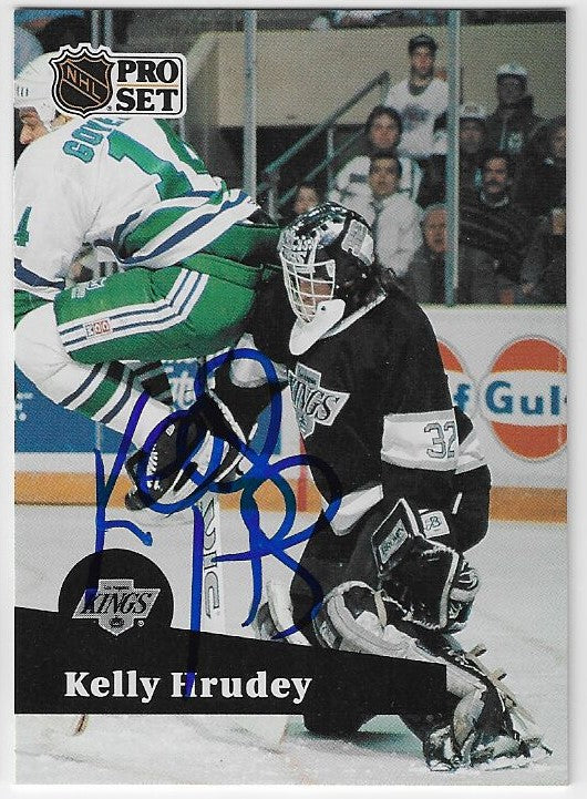 Kelly Hrudey Signed 1991-92 Pro Set Hockey Card - Los Angeles Kings
