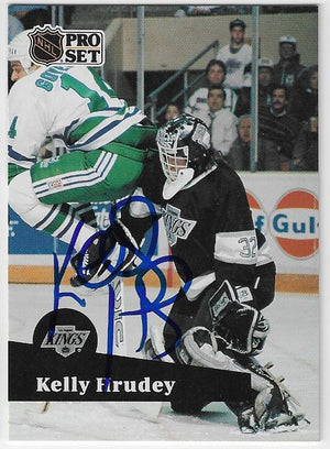 Kelly Hrudey Signed 1991-92 Pro Set Hockey Card - Los Angeles Kings