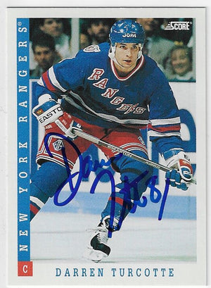 Darren Turcotte Signed 1993-94 Score Hockey Card - New York Rangers (American)