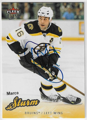 Marco Sturm Signed 2008-09 Fleer Ultra Hockey Card - Boston Bruins
