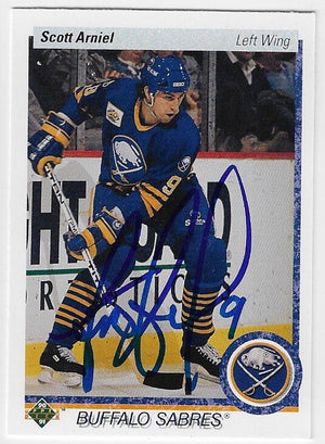 Scott Arniel Signed 1990-91 Upper Deck Hockey Card - Buffalo Sabres