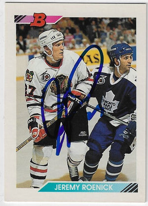 Jeremy Roenick Signed 1992-93 Bowman Hockey Card - Chicago Blackhawks