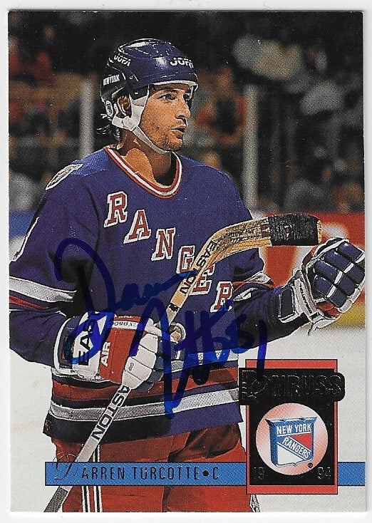 Darren Turcotte Signed 1993-94 Donruss Hockey Card - New York Rangers