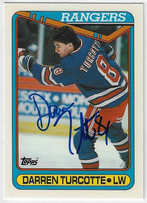 Darren Turcotte Signed 1990-91 Topps TIFFANY Hockey Card - New York Rangers