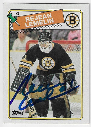 Rejean (Reggie) Lemelin Signed 1988-89 Topps Hockey Card - Boston Bruins