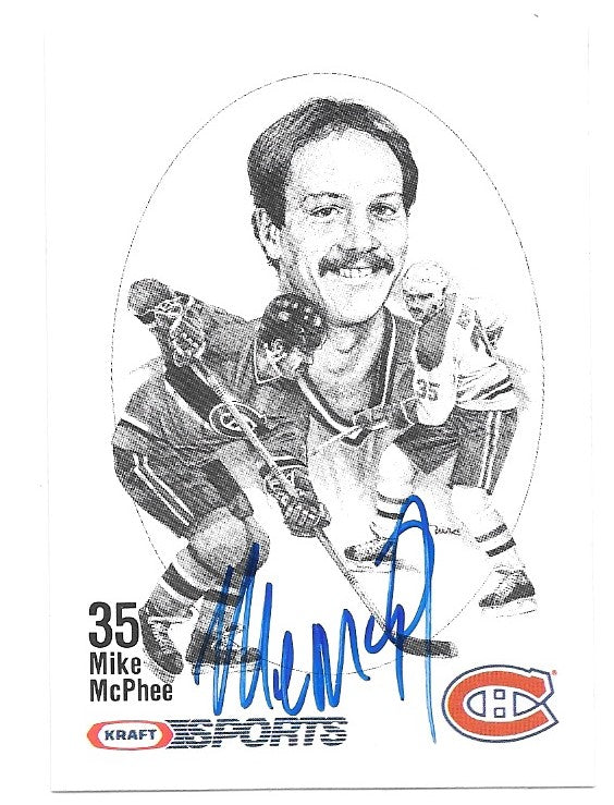 Mike McPhee Signed 1986-87 Kraft Drawings Hockey Card - Montreal Expos