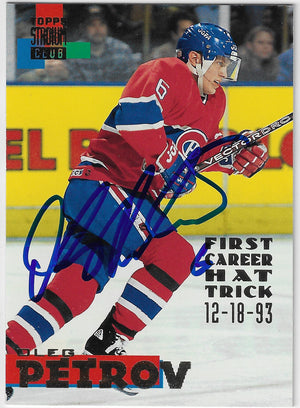 Oleg Petrov Signed 1994-95 Stadium Club Hockey Card - Montreal Canadiens
