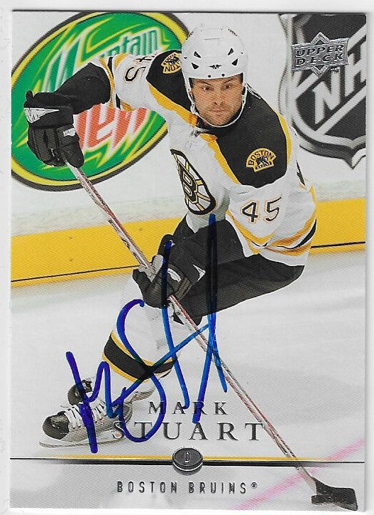Mark Stuart Signed 2008-09 Upper Deck Hockey Card - Boston Bruins