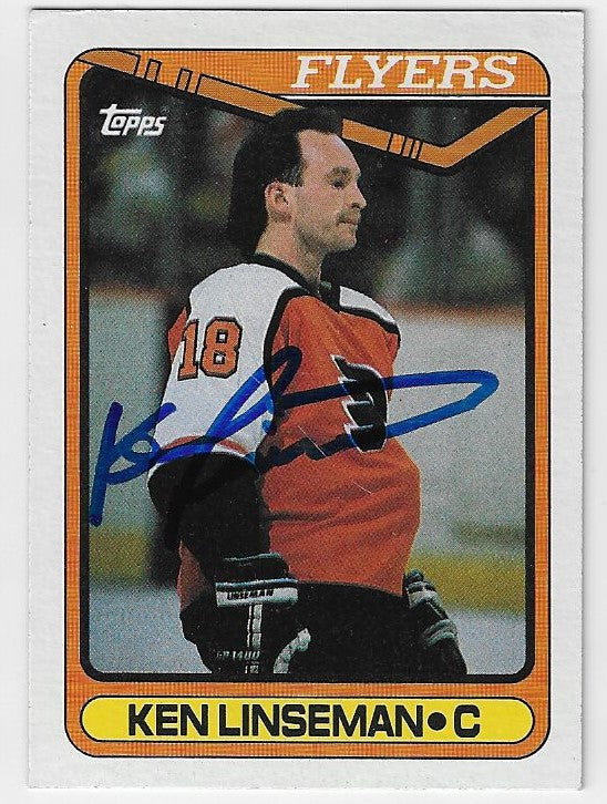 Ken Linseman Signed 1990-91 Topps Hockey Card - Philadelphia Flyers