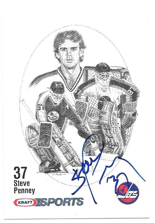 Steve Penney Signed 1986-87 Kraft Drawings Hockey Card - Winnipeg Jets