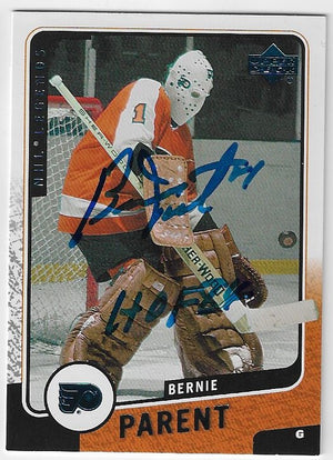 Bernie Parent Signed 2000-01 Upper Deck Legends Hockey Card - Philadelphia Flyers