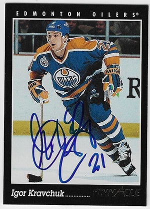Carte de hockey Pinnacle signée par Igor Kravchuk (Edmonton Oilers), saison 1993-1994