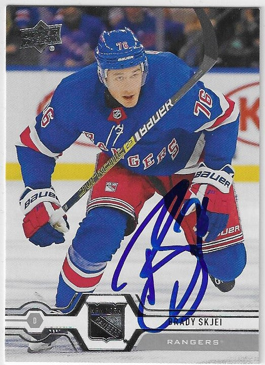 Brady Skjei Signed 2019-20 Upper Deck Hockey Card - New York Rangers