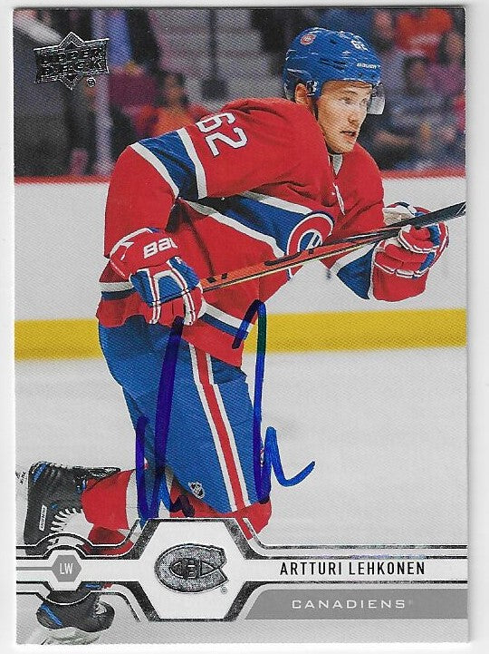 Artturi Lehkonen Signed 2019-20 Upper Deck Hockey Card - Montreal Canadiens