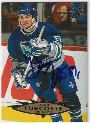 Darren Turcotte Signed 1995-96 Fleer Ultra Hockey Card - Hartford Whalers