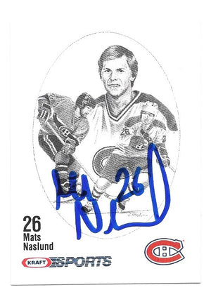 Mats Naslund Signed 1986-87 Kraft Drawings Hockey Card - Montreal Expos