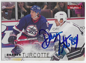 Darren Turcotte Signed 1995-96 SkyBox Impact Hockey Card - Winnipeg Jets