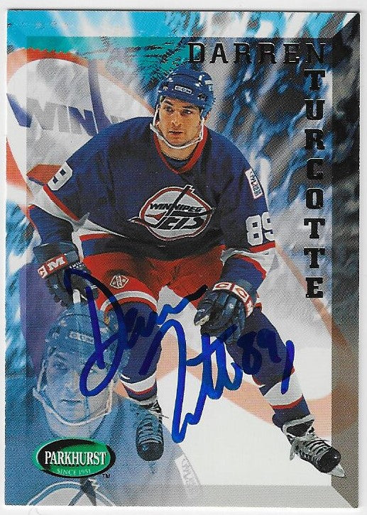 Darren Turcotte Signed 1995-96 Parkhurst International Hockey Card - Winnipeg Jets