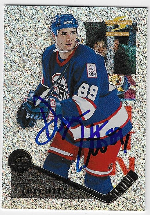 Darren Turcotte Signed 1995-96 Score Summit Ice Hockey Card - Winnipeg Jets