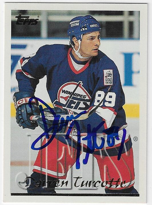 Darren Turcotte Signed 1995-96 Topps Hockey Card - Winnipeg Jets