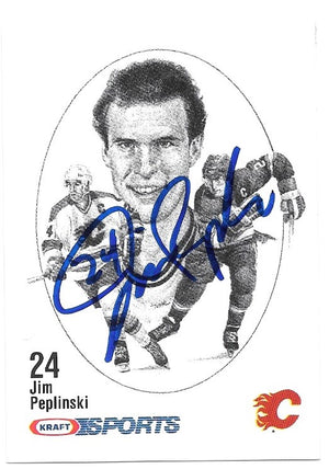 Jim Peplinski Signed 1986-87 Kraft Drawings Hockey Card - Calgary Flames