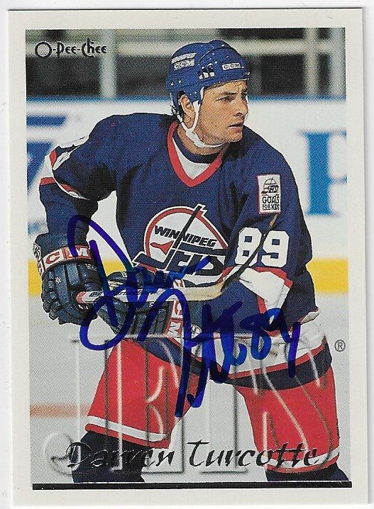 Darren Turcotte Signed 1995-96 O-Pee-Chee Hockey Card - Winnipeg Jets