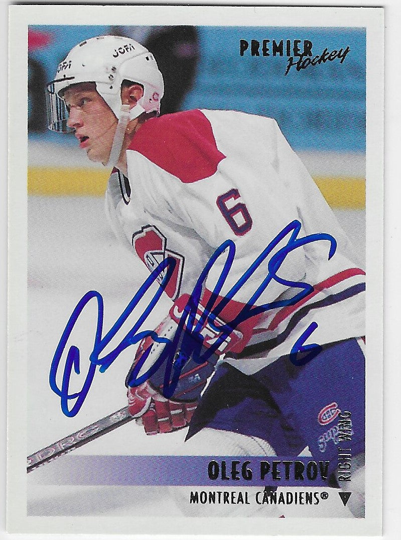 Oleg Petrov Signed 1994-95 Topps Premier Hockey Card - Montreal Canadiens