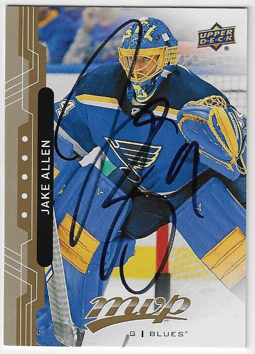 Jake Allen Signed 2018-19 Upper Deck MVP Hockey Card - St Louis Blues