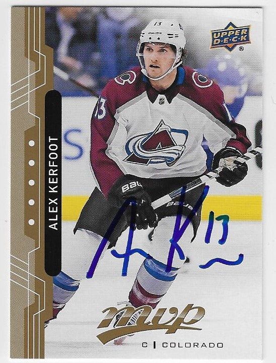 Alex Kerfoot Signed 2018-19 Upper Deck MVP Hockey Card - Colorado Avalanche