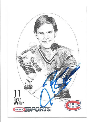 Ryan Walter Signed 1986-87 Kraft Drawings Hockey Card - Montreal Expos