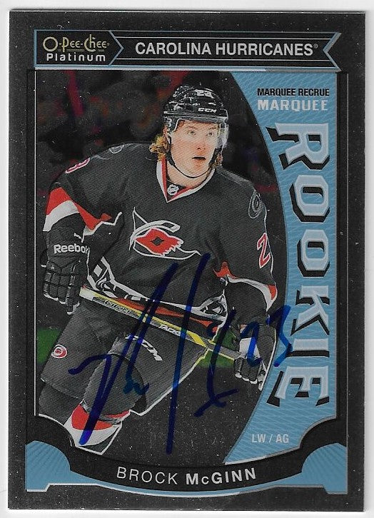 Brock McGinn Signed 2015-16 O-Pee-Chee Platinum Hockey Card - Carolina Hurricanes