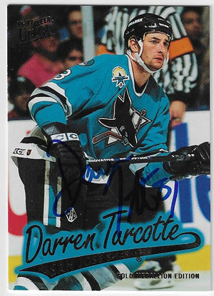 Darren Turcotte Signed 1996-97 Fleer Ultra Gold Medallion Hockey Card - San Jose Sharks