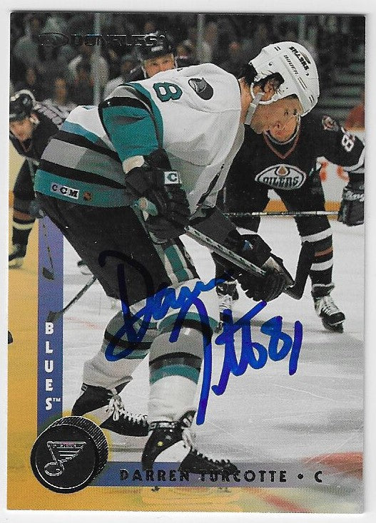 Darren Turcotte Signed 1997-98 Donruss Hockey Card - St Louis Blues