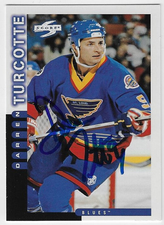 Darren Turcotte Signed 1997-98 Score Hockey Card - St Louis Blues